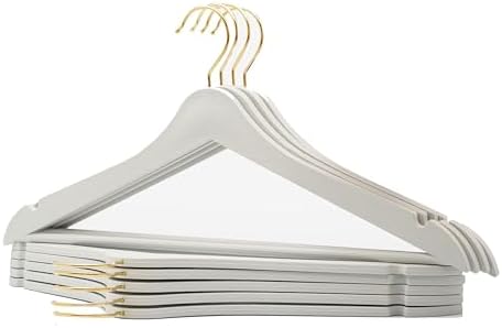 24 Adet Beyaz Ahşap Görünümlü Plastik Askı Kıyafet Elbise Gömlek Askısı Kancalı