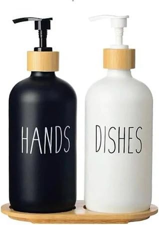 2'Lİ BLACK-WHİTE SİYAH BEYAZ SIVI SABUNLUK 500-ML ALT TEPSİLİ