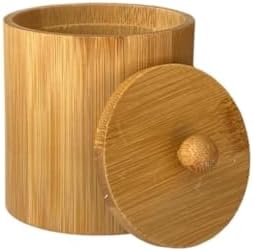 Doğal Bambu Ahşap Baharatlık – Kapaklı Silindir Saklama Kabı | 9x10 cm El Yapımı Mutfak Düzeni