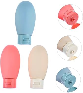 Kyrotech 3’lü Seyahat Tipi Doldurulabilir Şişe Seti – 60 ml Boş Krem ve Şampuan Kabı, Sızdırmaz Kapaklı, Taşıma Çantalı, Kozmetik, Losyon ve Jel için Uygun