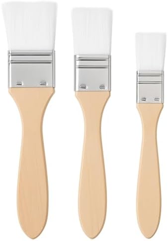 Tuval Duvar Geniş Alan 3lü Zemin Fırçası Beyaz Kıl Fırça Ahşap Sap 2'li Paket