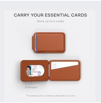 Deri MagSafe Uyumlu Cüzdan, Güçlü Manyetik Çekim, Güçlü Çekim Gücü, İnce Tasarım 12/13/14/15/16 Serisi ile Uyumlu (Kahverengi)