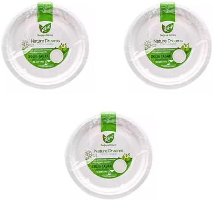 Ekolojik Karton Kağıt Tek Kullanımlık Tabak - 26 Cm. - 50 Adetlik 3 Paket