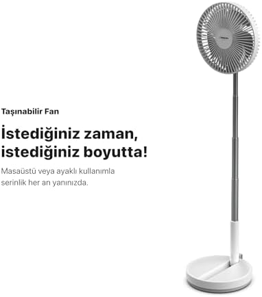Smart Katlanabilir Vantilatör Doğal Rüzgar Şarj Edilebilir Bataryalı 4 Hız Kademeli Ultra Sessiz Taşınabilir Ayaklı Fan X6103