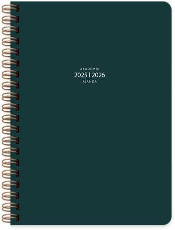 16 * 23 Spiralli Akademik Ajanda - Yeşil