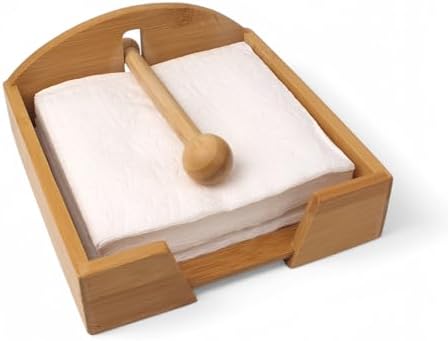 Bambu Lüks Peçetelik Kare, Rüzgar Koruma Aparatlı Doğal Bambu Peçetelik – Şık ve Dayanıklı Tasarım (18cm x 18cm x 5cm)