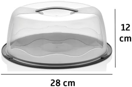 Geçmeli Kilitli, Kapaklı ve Kulplu Yaş Pasta, Kek Taşıyıcı, Mutfak Saklama İçin Yuvarlak, BPA İçermeyen Kek Fanusu, Börek, Çörek Saklama Kabı,, Turta Taşıma Kutusu (1, Gri, 12×28)