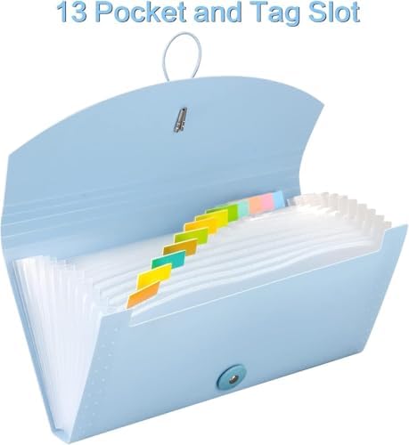 Dosya, 13 Gözlü Genişleyen Plastik Dosya Klasörü, Fatura ve Makbuz Organizatörü, Akordeon Dosya Düzenleyici, Etiketli Kupon Organizatörü, Belge Düzenleme Klasörü (Açık Mavi)