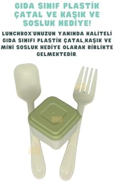 Bento 1330ml Lunchbox Tek Katlı 5 Bölmeli PP Plastik Çocuk Sefer Tası Yemek Kutusu (Yeşil)