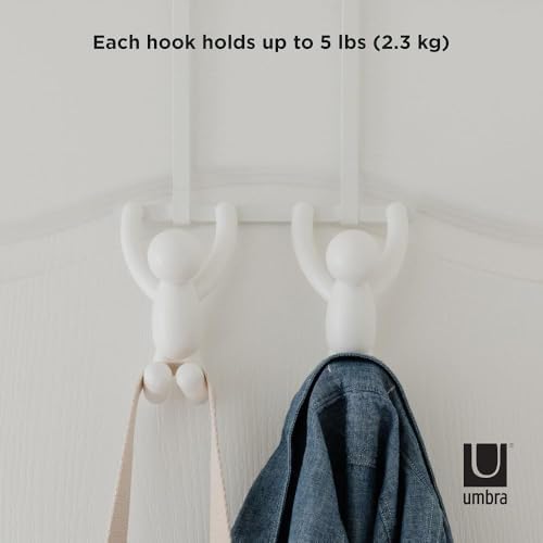 1004260-660 Çift kancalı Buddy kapı portmantosu, plastik, beyaz, 21,6 x 30,5 x 10,8 cm