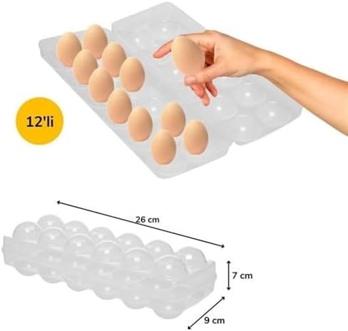 12 li Şeffaf Kapaklı Kilitli Yumurta Saklama Kabı Kutusu Aparatı