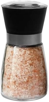 Baharat Öğütücüsü, Cam Gövdeli Kapaklı 13 Cm 2 Adet, Siyah Beyaz Tuz Karabiber Değirmeni