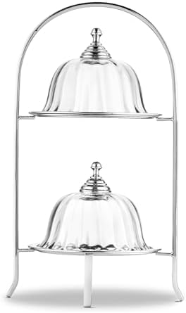 Alula 2 Katlı Cam Kapaklı Kek Fanusu Silver