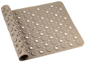 Premium Serisi Banyo - Küvet İçi Kaydırmaz Vantuzlu Oluklu Desenli Diktördgen Paspas 67,5 x 34,5 cm, Krem