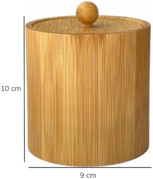 Doğal Bambu Ahşap Baharatlık – Kapaklı Silindir Saklama Kabı | 9x10 cm El Yapımı Mutfak Düzeni