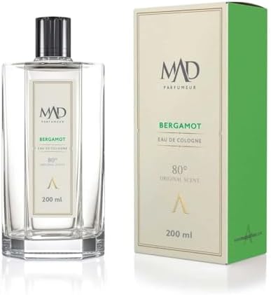 Mad Bergamot Kolonya 200 ml – Bergamot, Çay ve Amber ile Ferah, Canlandırıcı ve Zarif-1 Paket (1 x 200 ml)