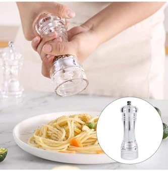 Akrilik Tuz Karabiber Değirmeni Öğütücü - Baharat Öğütücüsü, 14 Cm 2 Adet, Akrilik Değirmen 14 cm