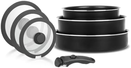 All-In-One Titanium 7 Parça Set: 20-24Cm Derin&26Cm Sığ Tencere 20-24-26Cm Cam Kapak 1 Adet Özel Sap