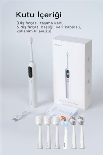 Pluzz Ultra Sonik Şarjlı Diş Fırçası 120 Gün Şarj Süresi 6 Adet Başlık (Siyah)
