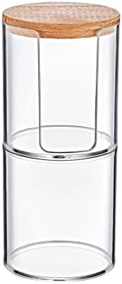 Ahşap Kapaklı Çift Katlı Pamuk Organizer- Estetik ve Fonksiyonel Banyo Düzenleyici