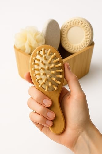 Busstier Kalp Şeklinde Ahşap Organizerli Banyo Seti, Doğal Lifli Banyo Süngeri, Yumuşak Köpük Lif ve Ponza Taşı, Masaj Taraklı Spa Bakım Seti, Günlük Duş ve Cilt Bakımı İçin