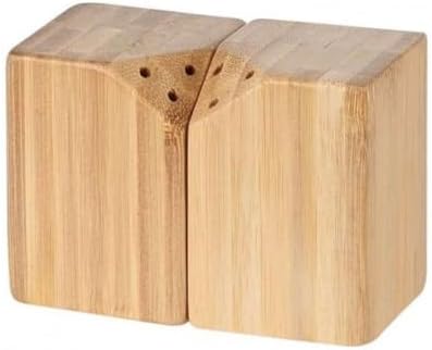 2'li Bambu Tuzluk ve Baharatlık Seti Mıknatıslı Pratik Ahşap Tasarım (Kesik Kare)