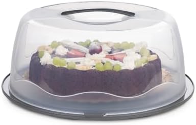 Geçmeli Kilitli, Kapaklı ve Kulplu Yaş Pasta, Kek Taşıyıcı, Mutfak Saklama İçin Yuvarlak, BPA İçermeyen Kek Fanusu, Börek, Çörek Saklama Kabı,, Turta Taşıma Kutusu (1, Gri, 12×28)