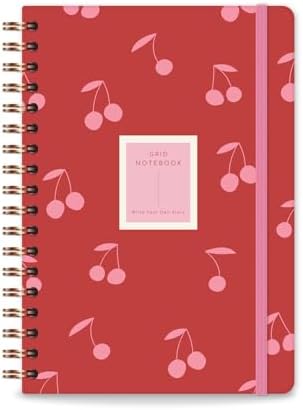 17x24 Spiralli Lastikli Sert Kapak Kareli Not Defteri Kiraz