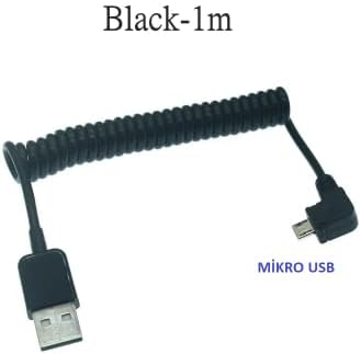 90 derece micro usb spral kablo 90 derece mikro usb spiral kablo 1 metre L micro usb kablo
