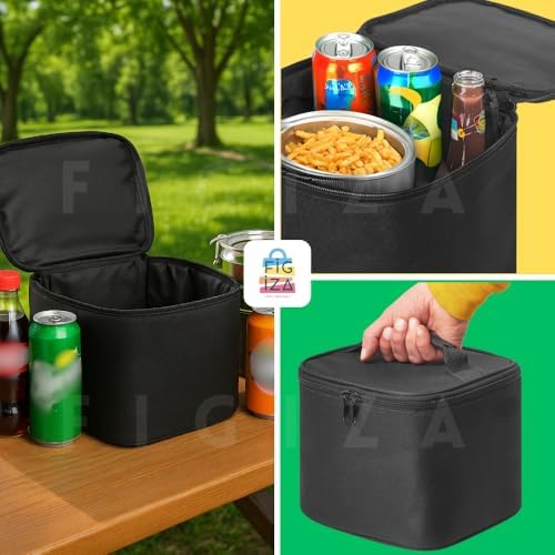 FİGİZA 8 Litre Termos Çanta – Isı Yalıtımlı Termal Yemek ve İçecek Taşıma Çantası, & Soğuk Koruma, Piknik, Kamp, Ofis, Seyahat ve Araç Kullanımı İçin Uygun, Sızdırmaz ve Silinebilir (siyah)