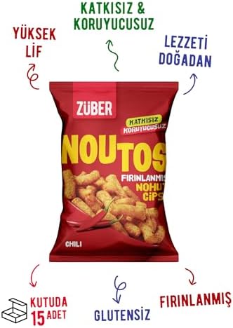 Züber Noutos Chili Baharatlı Fırınlanmış Nohut Cipsi, 55gr x 15 adet