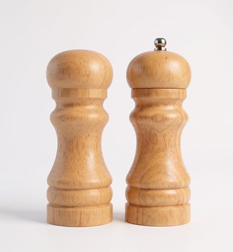 Doğal Ahşap Tuz ve Karabiber Değirmeni Seti | Plastiksiz Full Metal Öğütme Mekanizması | Sağlıklı ve Sağlam Baharat Öğütücü