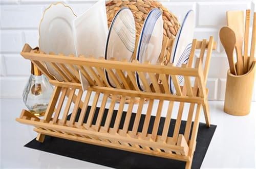 Kitchen Serisi Bambu Katlanabilir Tabaklık - Bulaşıklık 47x32 cm