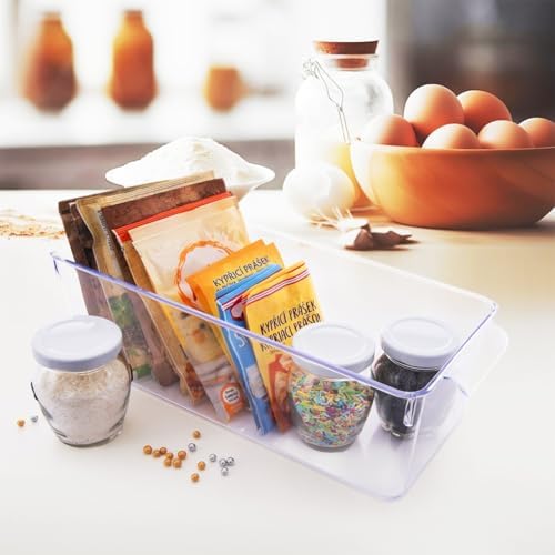 1 Adet Kırılmaz Ultra Dayanıklı Buzdolabı Düzenleyici Organizer Kutu Şeffaf - Medıum Kiler Organizeri (14cm*32,5cm*10cm)