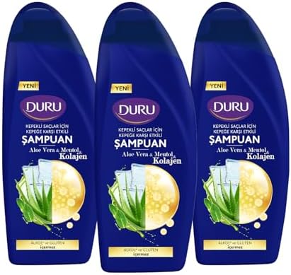 Duru Aloe Vera&Mentol&Kolajen Kepeğe Karşı Etkili Şampuan 3X500 Ml