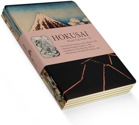 Mount Series III - A5, Hokusai 4'lü Defter Seti III, Çizgisiz, Toplam 256 Sayfa, Her biri 64 Sayfa, Tel Dikiş, Esnek Kapak, Oval Kenar, Tuval Doku, 60 gram, Sarı Krem Renk