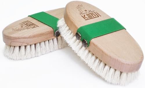 %100 Doğal At Kılı Masaj ve Kuru Fırçalama için Yeşil Kemerli Vücut Peeling Selülit Fırçası