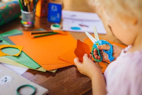 Çocuk hayvan makası balık motifli sağ ve sol elini kullananlar için, mavi, uzunluk 13 cm