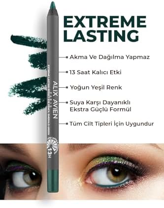 ALIX AVIEN Uzun Süre Kalıcı Suya Dayanıklı Akma, Dağılma Yapmayan Yeşil Göz Kalemi - Extreme Emerald Green