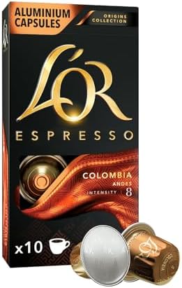 L'OR - Espresso Kahve - Colombia - Origins Collection - Yoğunluk 8 - Turunçgil Notaları - 1 Paket x 10 Alüminyum Kapsül