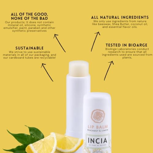 INCIA%100 Doğal Dudak Besleyici Bergamot & Limon Bitkisel Nemlendirici Dudak Bakım Kremi 6 G