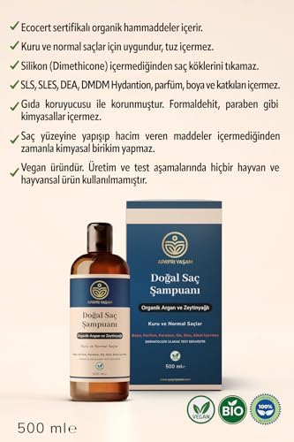 Apayrı Yaşam Organik Argan ve Zeytinyağı Özlü Kuru ve Normal Saçlar İçin Besleyici ve Onarıcı Şampuan 500 ML