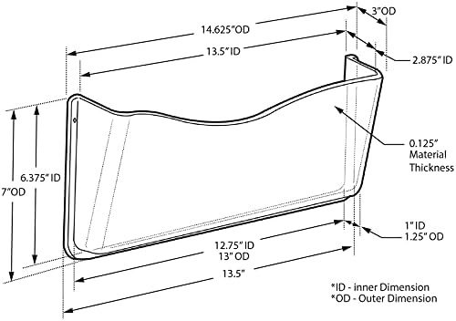 Displays 250025 Şeffaf Tek Cepli Duvara Monte Duvar Dosyası, 4 Paket
