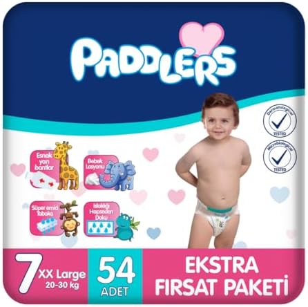 Paddlers Bebek Bezi 7 Numara XX-Large 54 Adet (20-30 Kg) Ekstra Fırsat Paketi