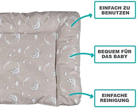 baby'ness Elyaf Dolgulu Pvc Alt Değiştirme Minderi, Sıvı Geçirmez, Leke Tutmaz, Aydede Desenli, Bej, 75x85cm