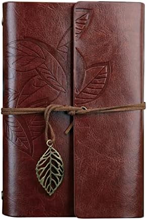 Retro yapraklı not defteri, klasik PU deri kapak, seyahat defteri, travel journal, günlük, seyahat günlüğü, doldurulabilir eskiz defteri,, 105 x 145 mm