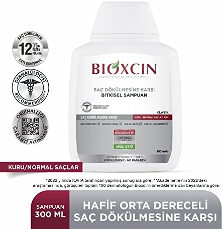Bioxcin Klasik Bitkisel Kuru ve Normal Saçlar için 3x300 ml Saç Dökülmesine Karşı Şampuan