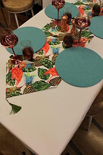 Ananas Desenli Beyaz Zemin Arka Plan Dijital Baskılı Runner Amerikan Servis 40x150 cm