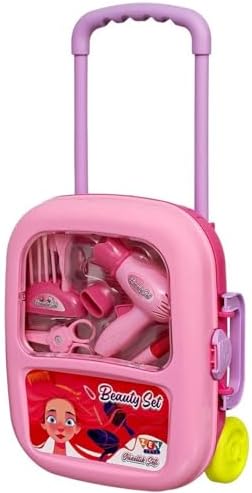 SOLE Çek-Çek Valizli Büyük Boy 15 parça Güzellik Seti 2in1 - Kuaförcülük Oyun Seti