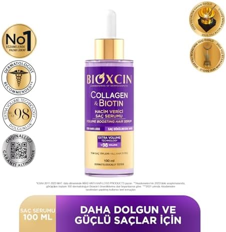 Bioxcin Collagen & Biotin Saç Serumu 100 ml – Saç Dökülmesine Karşı, Hacimlendirici, Hidrolize Kolajen, Biotin ve BioComplex B11 İçerikli